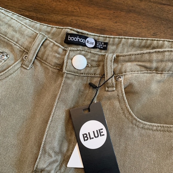 Boohoo Mom Jeans Green NWT‎ Size 4 New With Tag - Picture 2 of 4